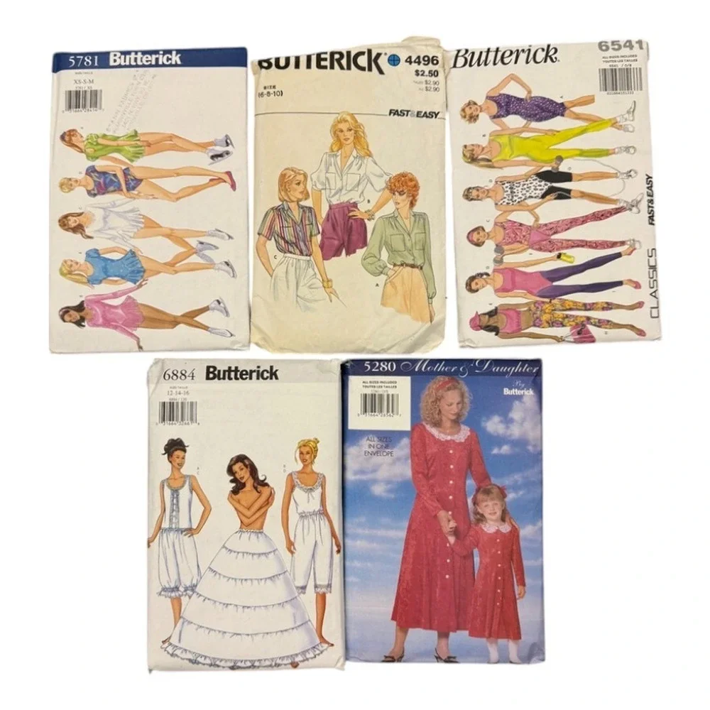 Lot of 5 Butterick Girls Women Skater Clothing Sewing Patterns Vintage